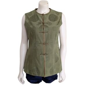 Artistic Palace Chinese Olive Green Tunic Vest Size Large